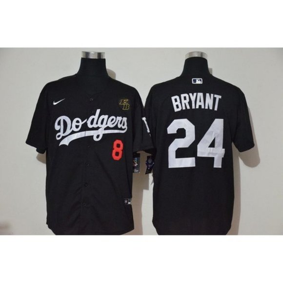 Cheap Custom Men Los Angeles Dodgers 24 and 8 Bryant Black Nike Game MLB Jerseys